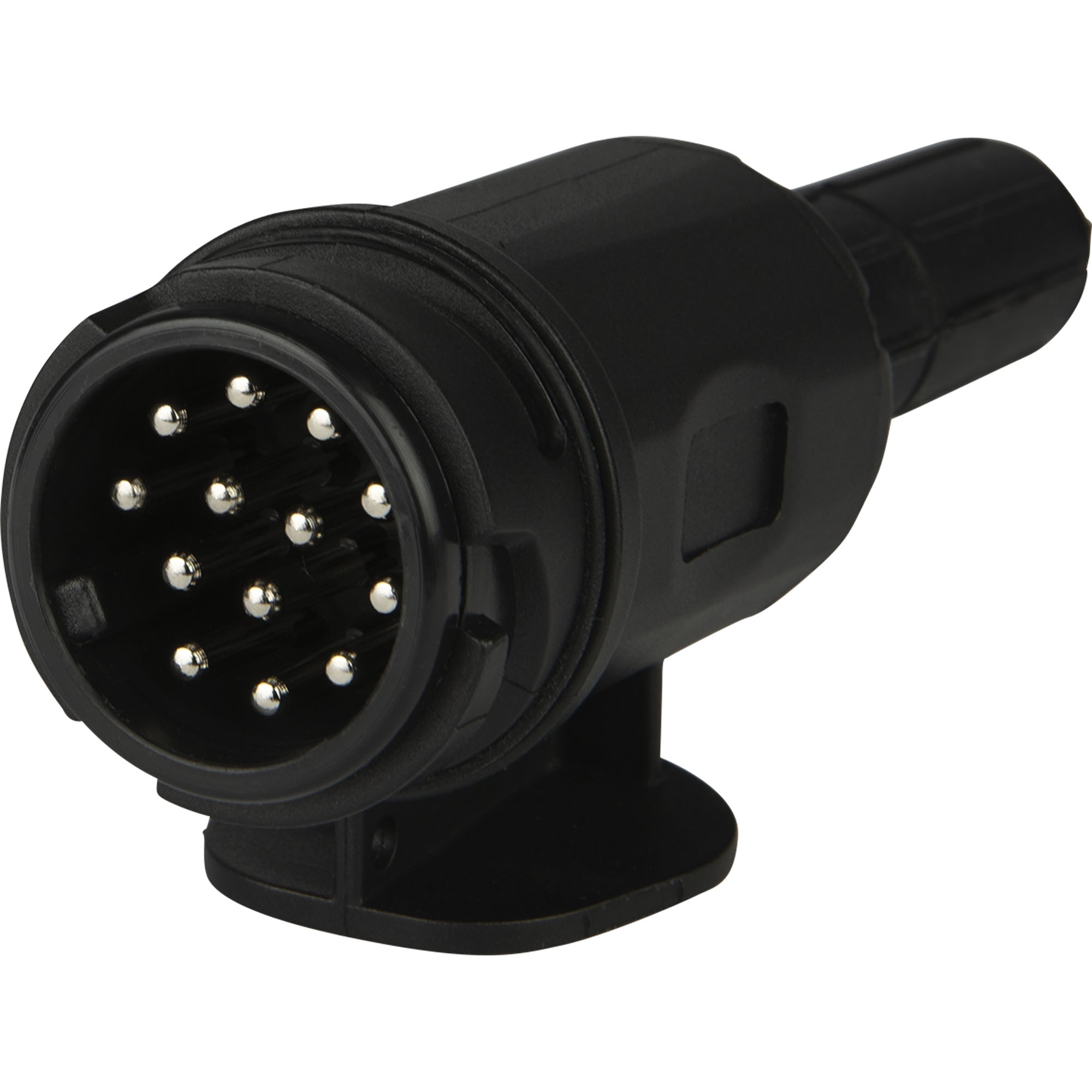 Stecker 13-pol. 12V, Kunststoff, drehbar, inkl. 2 Gummitüllen