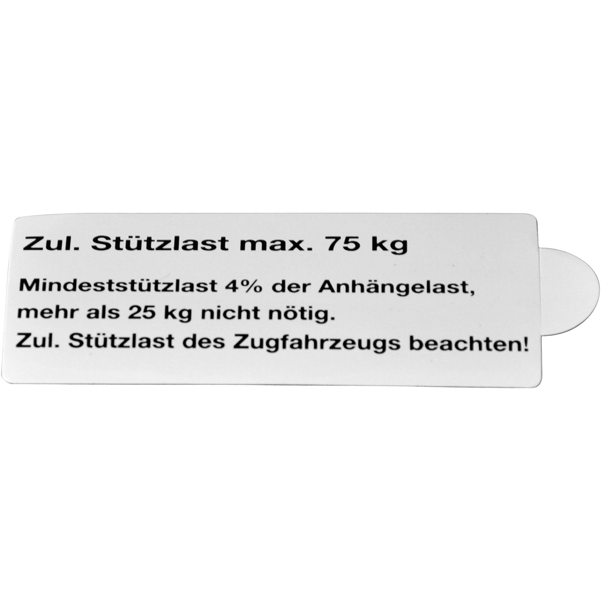 Stützlastaufkleber, Stützlast max. 75 kg