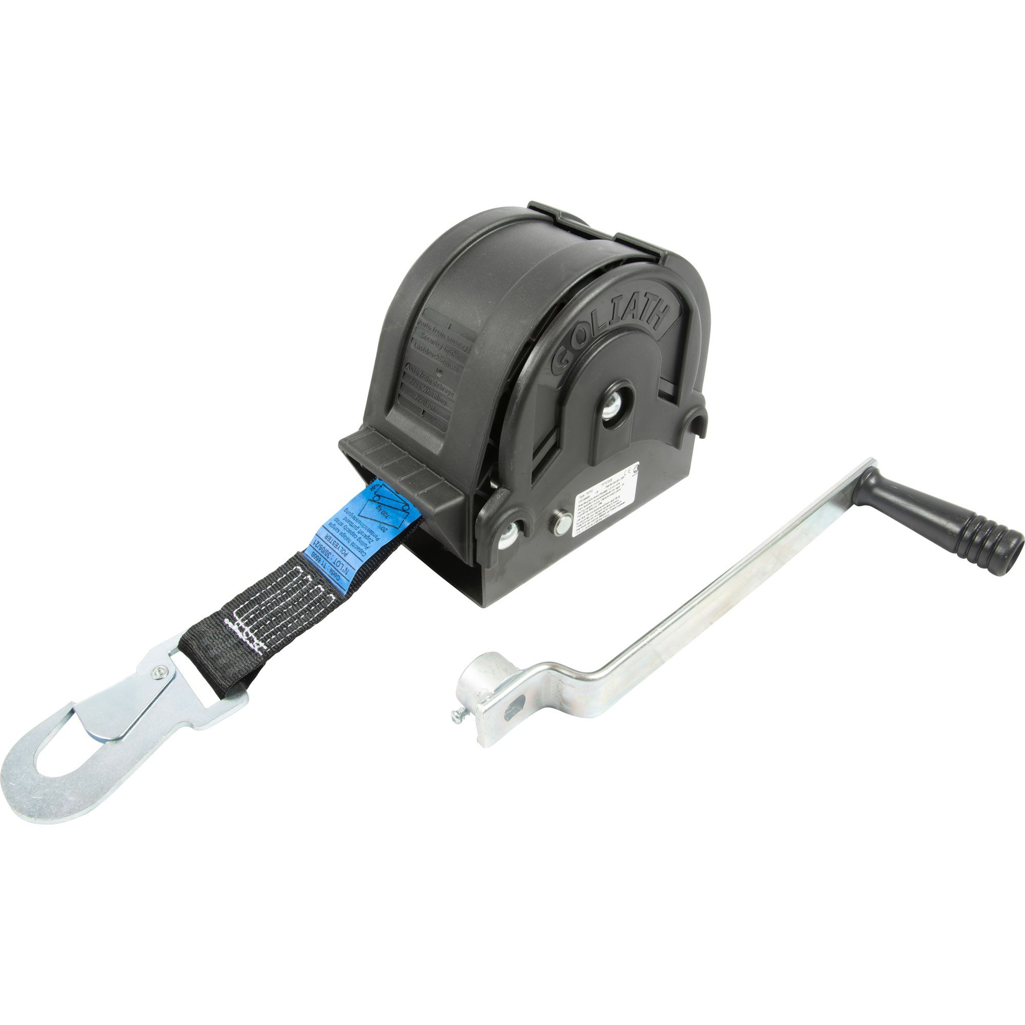 Handseilwinde, TS700, 700 kg, Band 6 m, schwarz