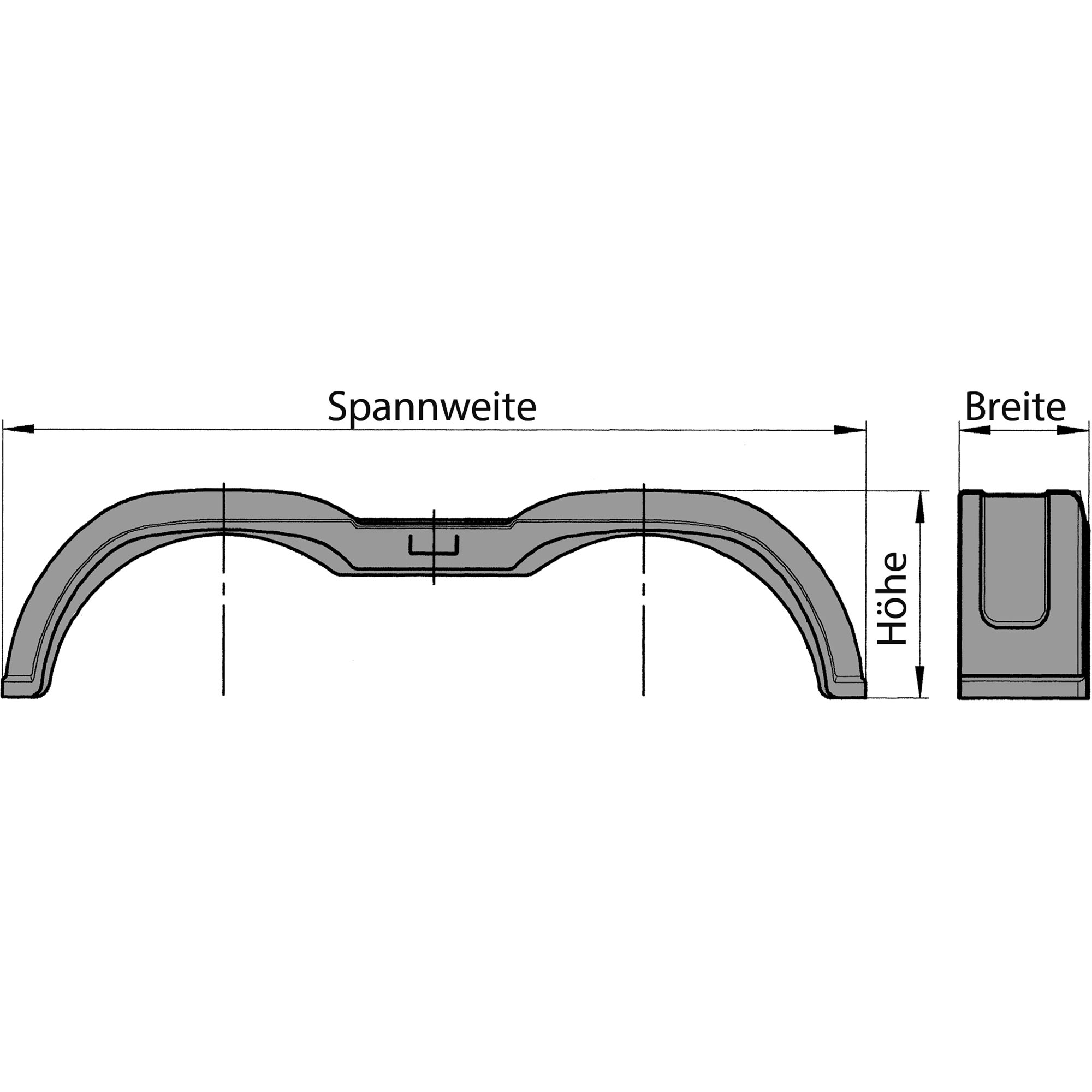 Tandem-Kotflügel AL-KO rund, Kunststoff, B 220 mm
