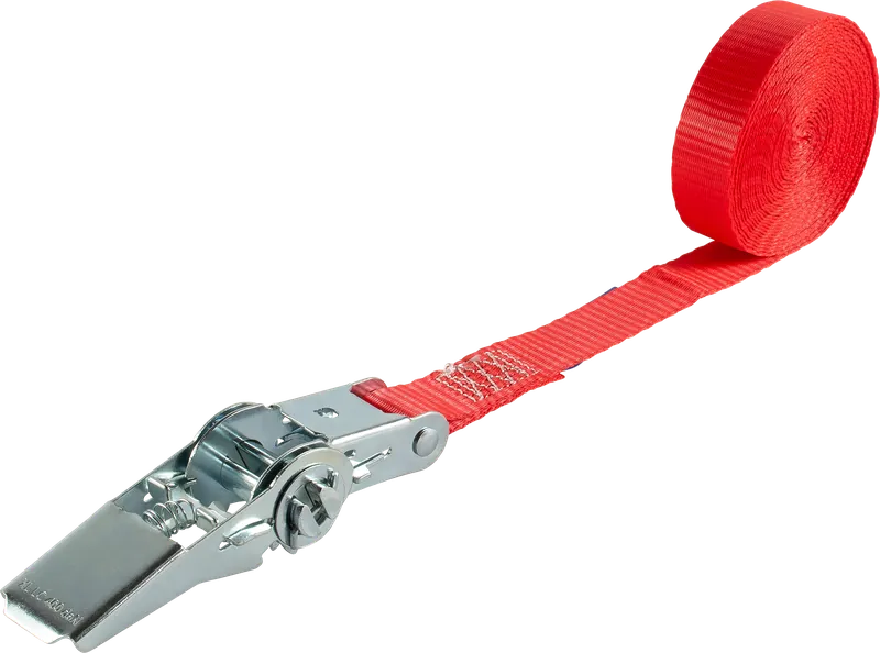 Roter Zurrgurt mit Druckratsche und offenem Ende